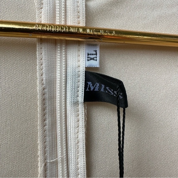 NWT Missord Cream Chiffon Ruffle Mini Dress XL Plunge V Neck Long Bell Sleeve - Picture 7 of 16